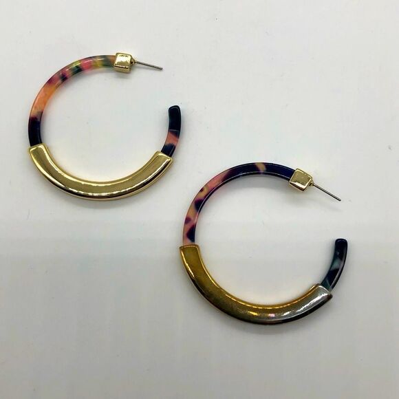 Baublebar Half Hoop Earrings combo Lucite/GoldTone - Picture 2 of 3